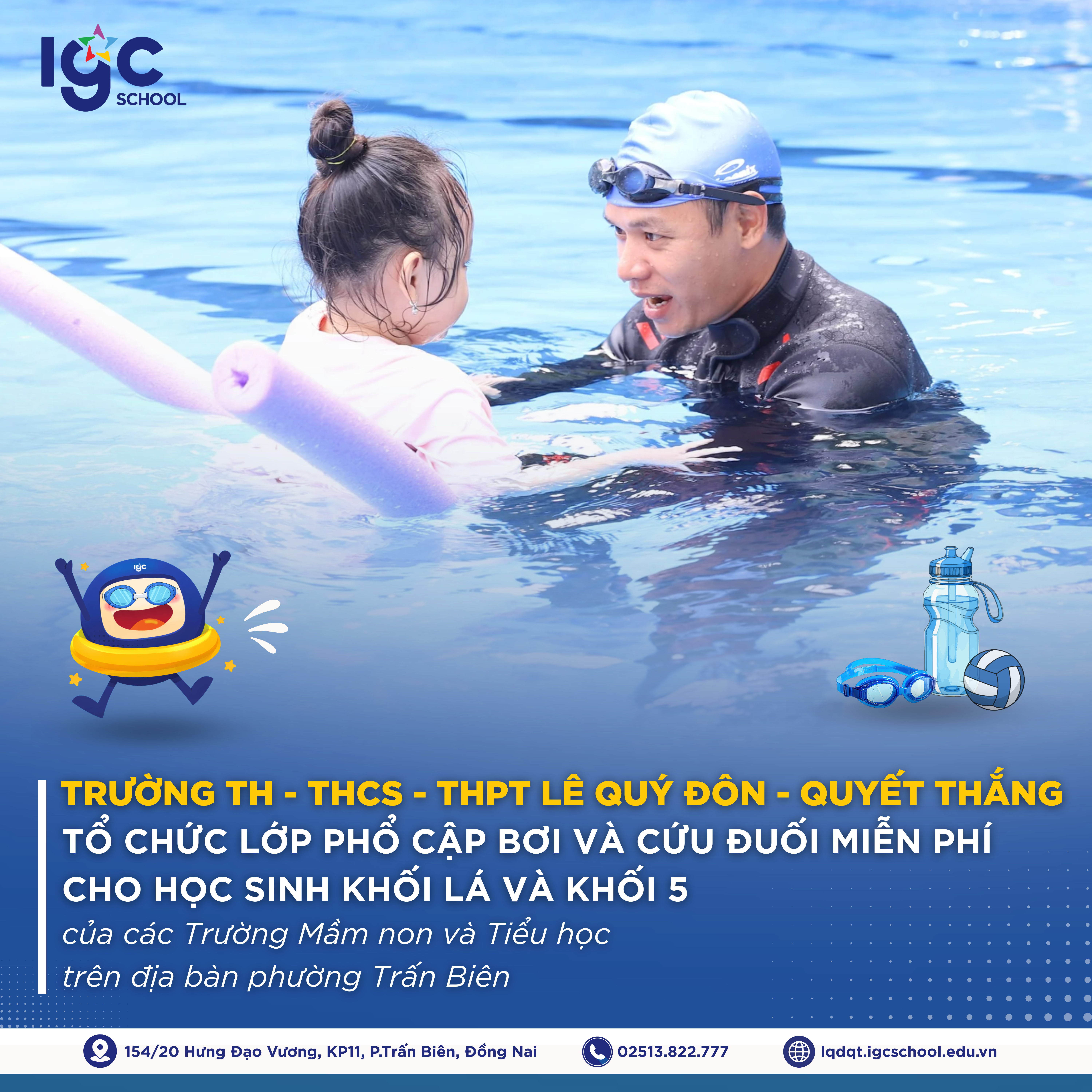 PHỔ CẬP BƠI & KỸ NĂNG PHÒNG, CHỐNG ĐUỐI NƯỚC MIỄN PHÍ CHO HỌC SINH TIỂU HỌC